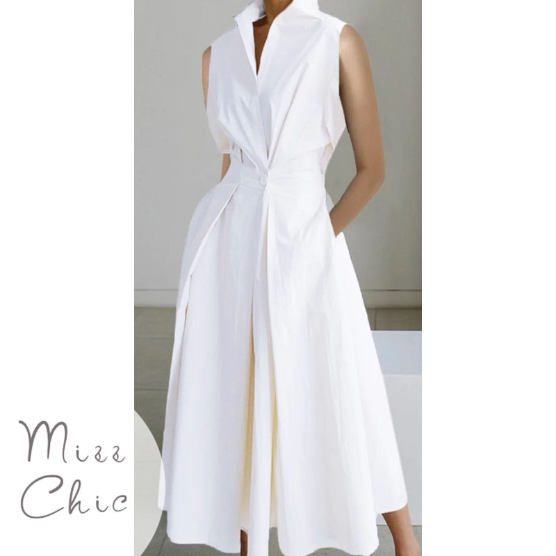 Vestido Chique Turndown, Gola Ruched, Manga Longa, Streetwear