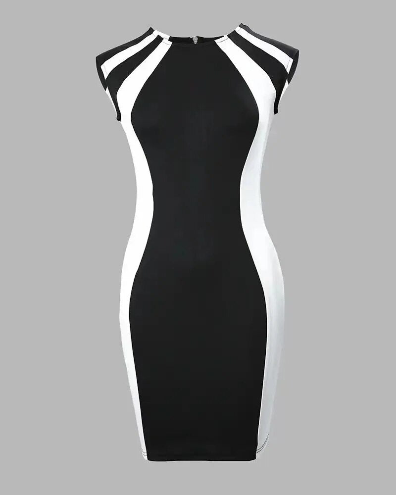 Midi Vestido Verão Moda O-Pescoço Sem Mangas Bodycon