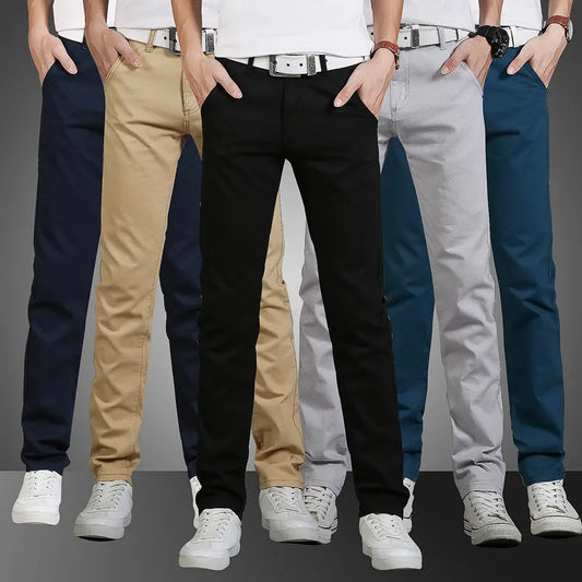 Calça Masculina Reta Casual Justa SLIM FIT ALL-MATCH Quatro Estações