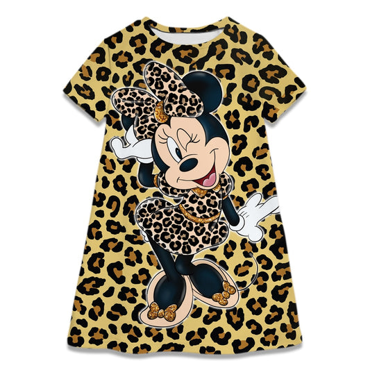 Vestido Leopardo Impressão-Minnie Mouse